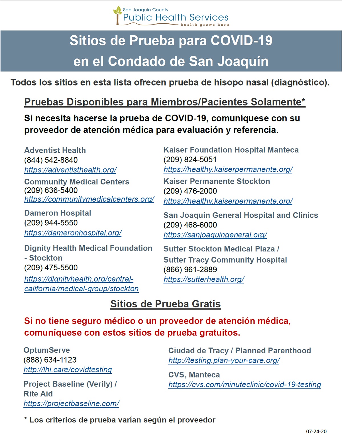 Public Health Services Of San Joaquin County