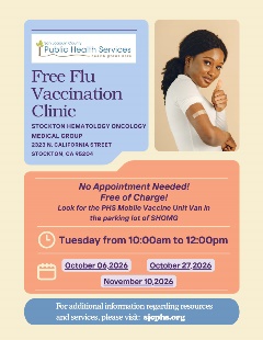 Stockton Flu Clinic Flyer in English